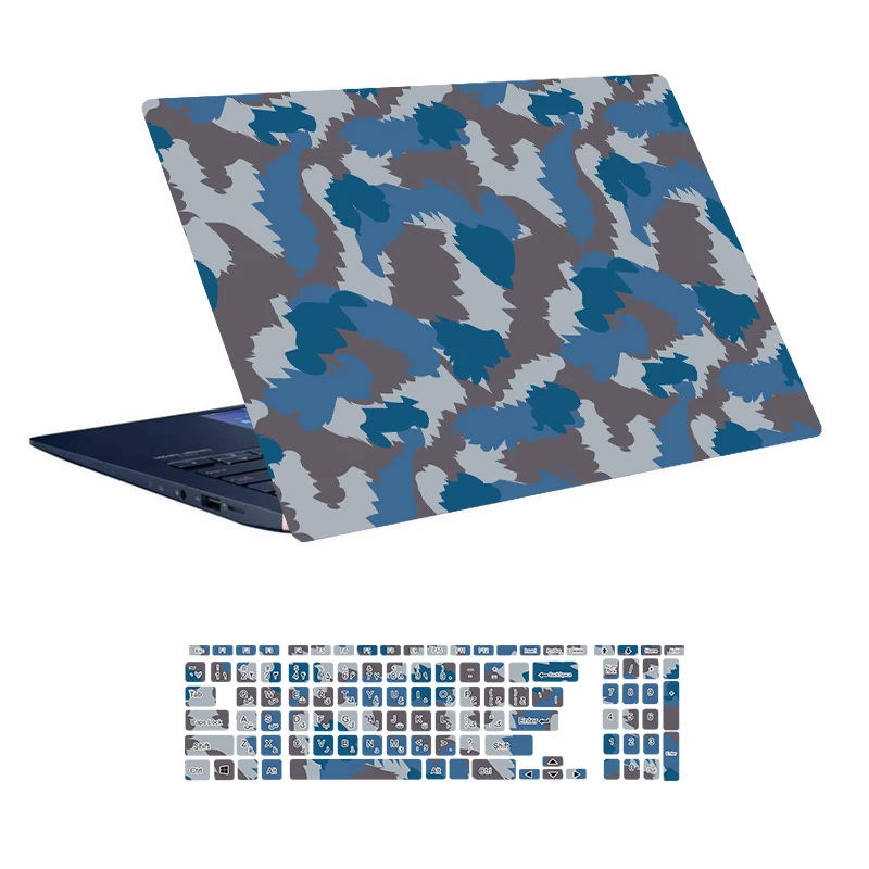 استیکر لپ تاپ توییجین و موییجین طرح Military کد 05 مناسب برای لپ تاپ 15.6 اینچ به همراه برچسب حروف فارسی کیبورد 