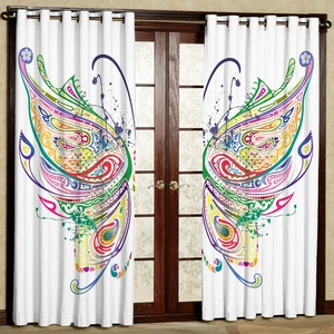 پرده مدل پروانه رنگی هازان پانچی کد 4804 سایز 140x200 سانتی متر