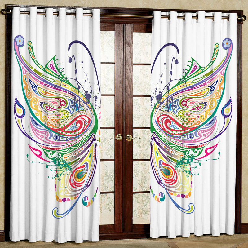  پرده مدل پروانه رنگی هازان پانچی کد 4804 سایز 140x200 سانتی متر