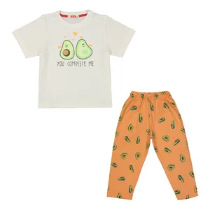 ست تی شرت و شلوار دخترانه مادر مدل Pika رنگ هلویی