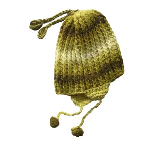 کلاه بافتنی نوزادی مدل شایا رنگ زیتونی