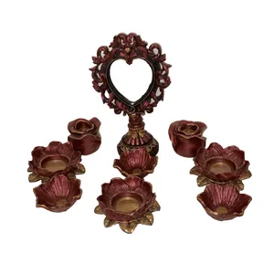 مجموعه ظروف هفت سین 9 پارچه طرح گل سرخ مدل HS6501