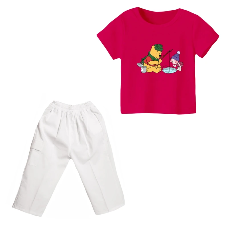 ست تی شرت و شلوارک دخترانه مدل پو کد ۷۷