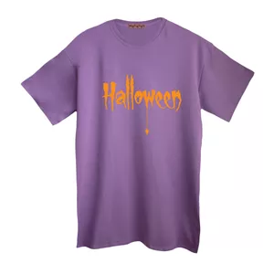 تی شرت لانگ آستین کوتاه زنانه مدل هالووین رنگ یاسی