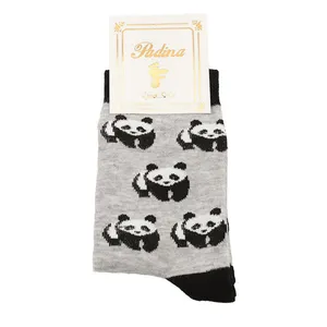 جوراب ساق بلند پادینا مدل خرس پاندا رنگ طوسی