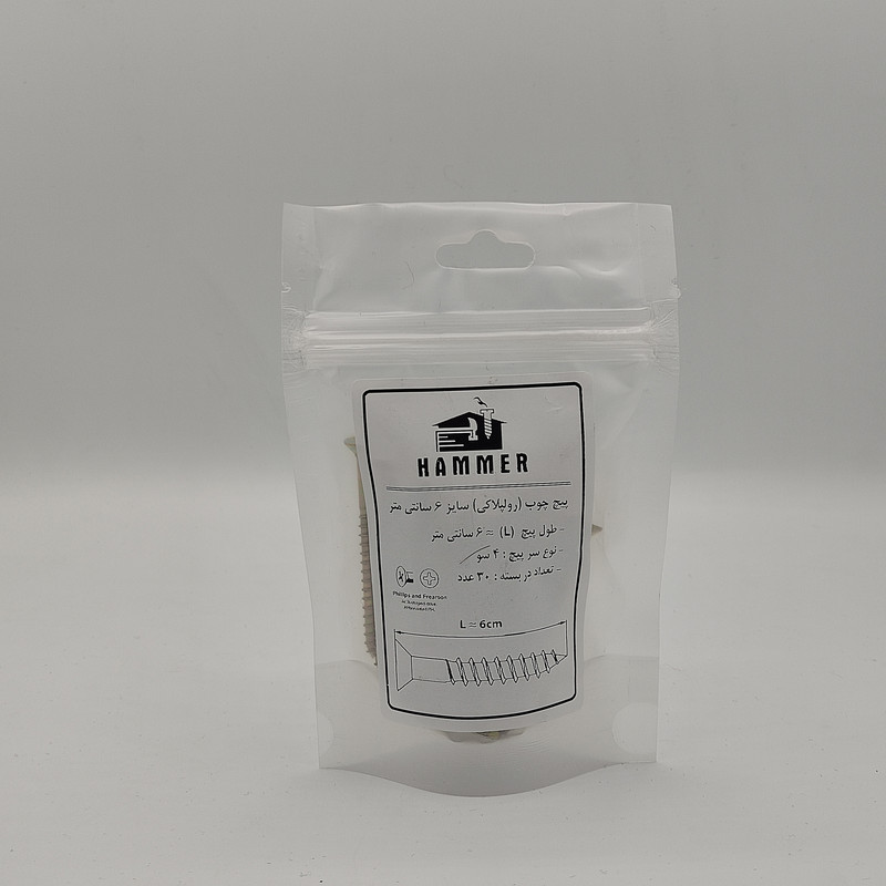 پیچ چوب هامر مدل چهارسو کد 4so-6cm مجموعه 30 عددی