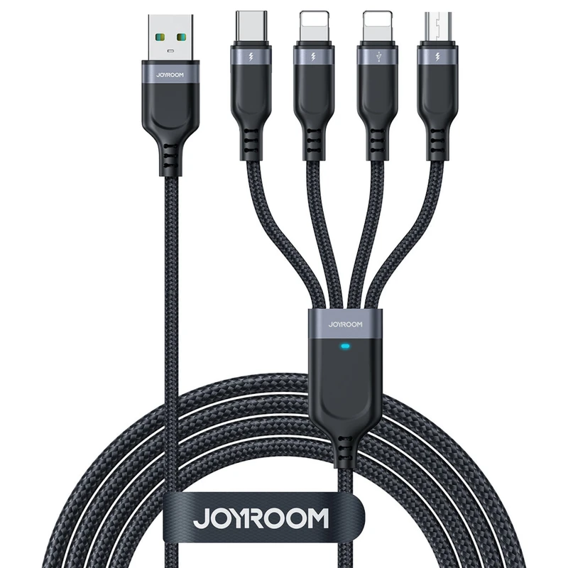 کابل تبدیل USB به لایتنینگ/لایتنینگ/USB-C/microUSB جوی روم مدل A18 3.5A طول 1.2 متر 