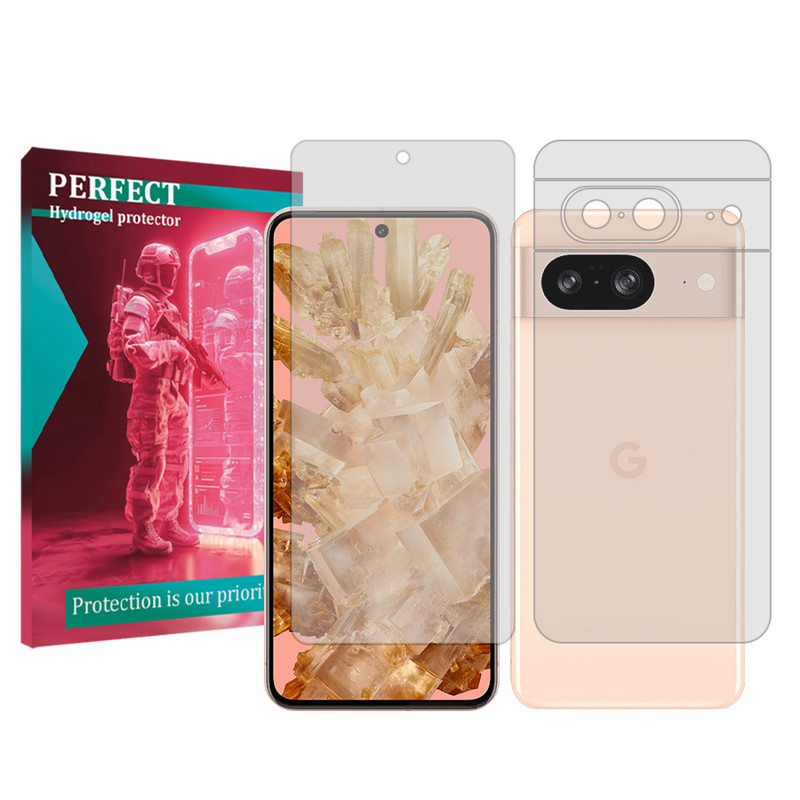محافظ صفحه نمایش شفاف پرفکت مناسب برای گوشی موبایل گوگل Pixel 8 به همراه محافظ پشت گوشی