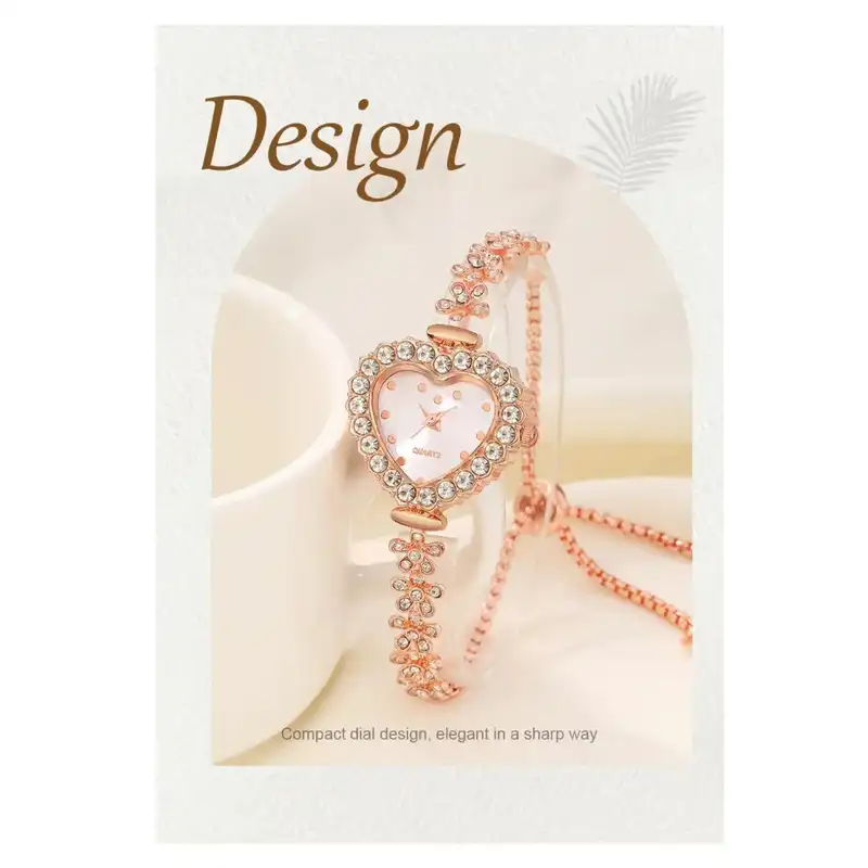 ساعت مچی عقربه ای زنانه مدل دستبندی نگین دار قفل کرواتی طرح قلب