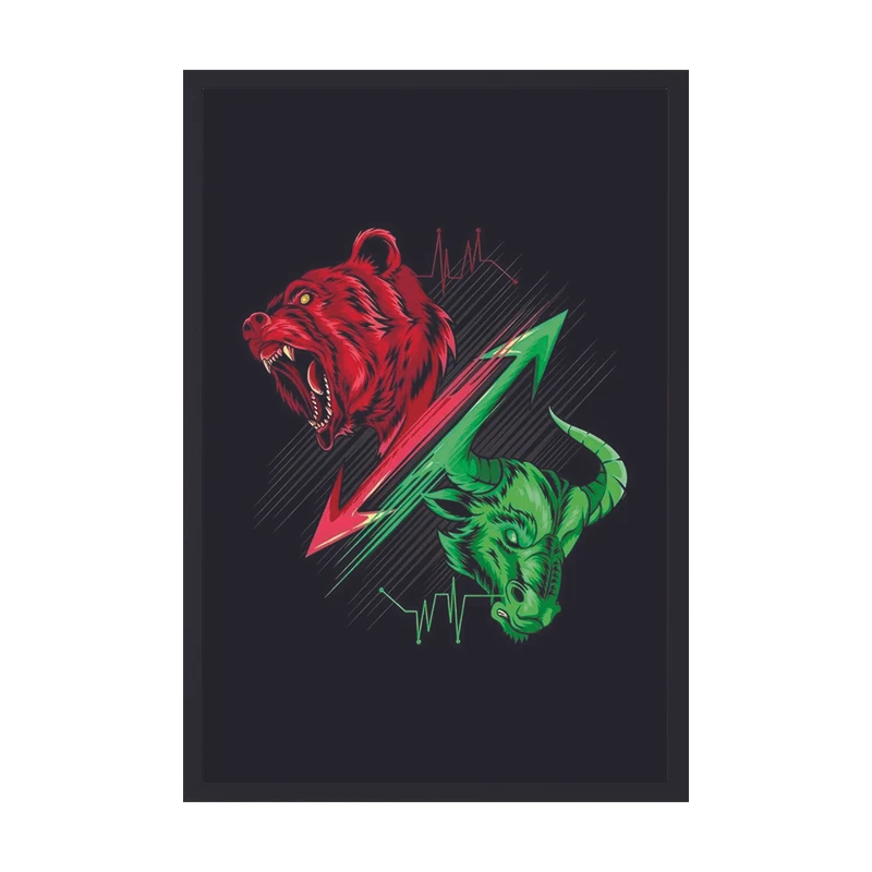 تابلو طرح Bull And Bear کد 20 فریم مشکی