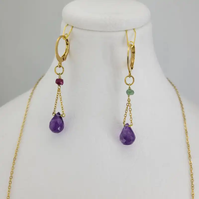 نیم ست زنانه مدل سنگ آمیتیست جواهری کد 181