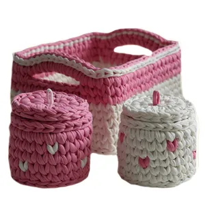 سبد قلاب بافی تریکو طرح کودک مجموعه ۳ عددی
