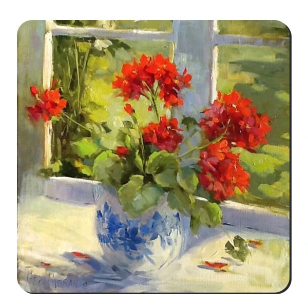  زیر لیوانی طرح گلدان شمعدانی کد nzl533