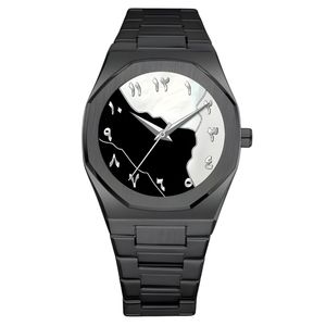 ساعت مچی عقربه‌ای کوارتز مردانه مدل صفحه طرح سنگ بند فلزی کد 001