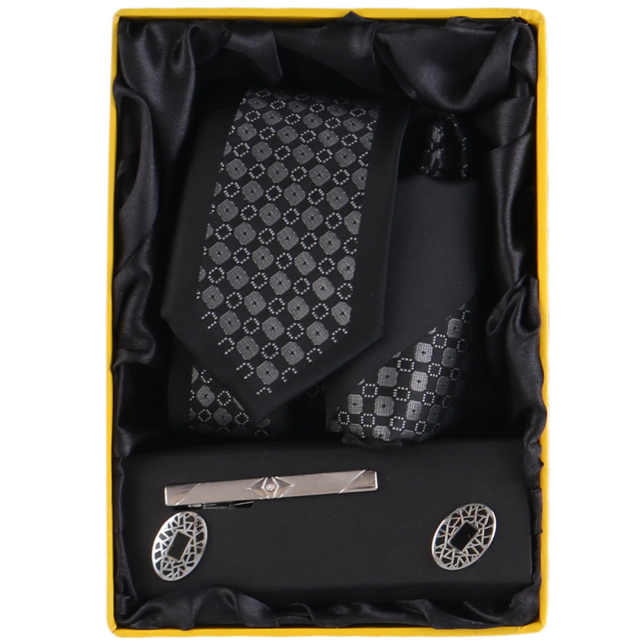 ست کراوات و دستمال جیب و دکمه سردست مردانه فرانکو فروزی مدل F-101829