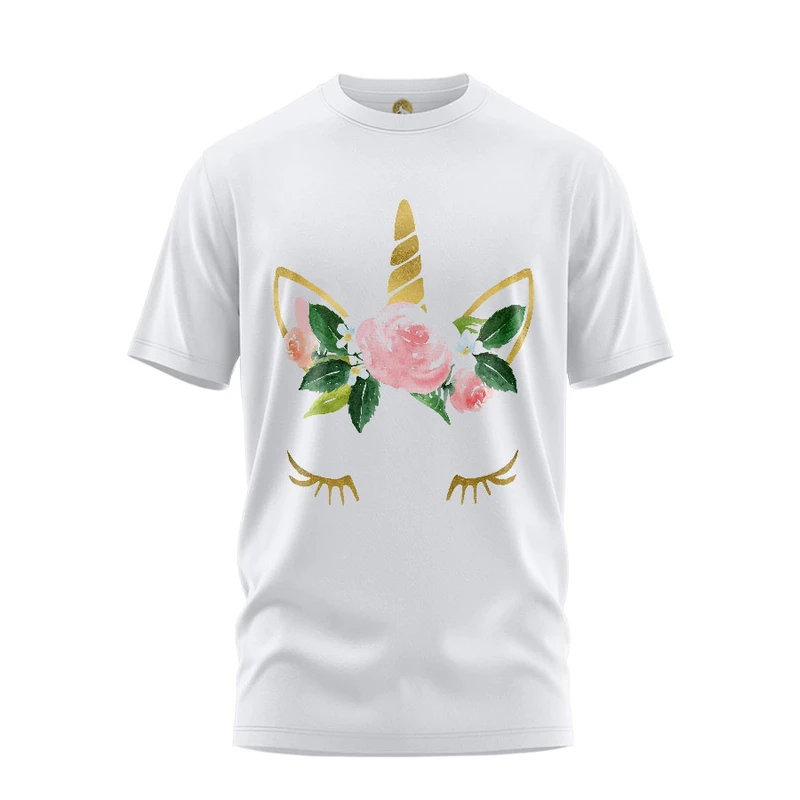 تی شرت آستین کوتاه زنانه هومرو مدل TW103 طرح یونیکورن