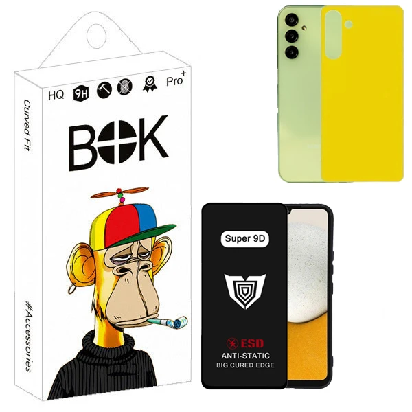 محافظ صفحه نمایش بوک مدل Super 9D Guard مناسب برای گوشی موبایل سامسونگ galaxy a24 به همراه محافظ پشت گوشی