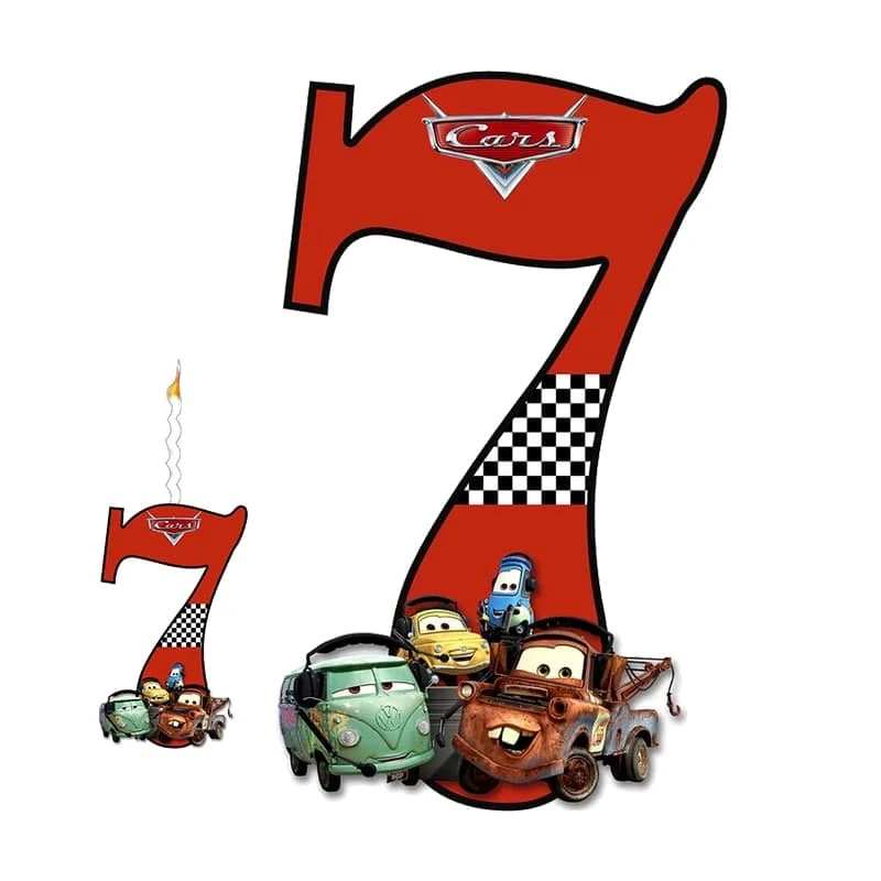 استند تولد مدل عدد 7 طرح ماشین ها به همراه شمع