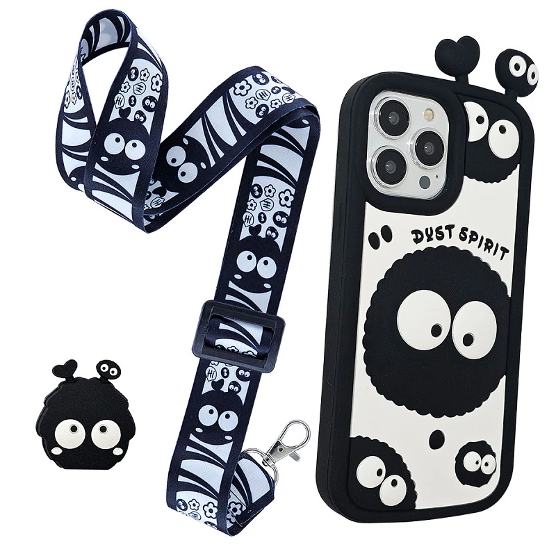 کاور مدل میکروب مناسب برای گوشی موبایل اپل Iphone 12 promax به همراه محافظ کابل و بند آویز گردنی