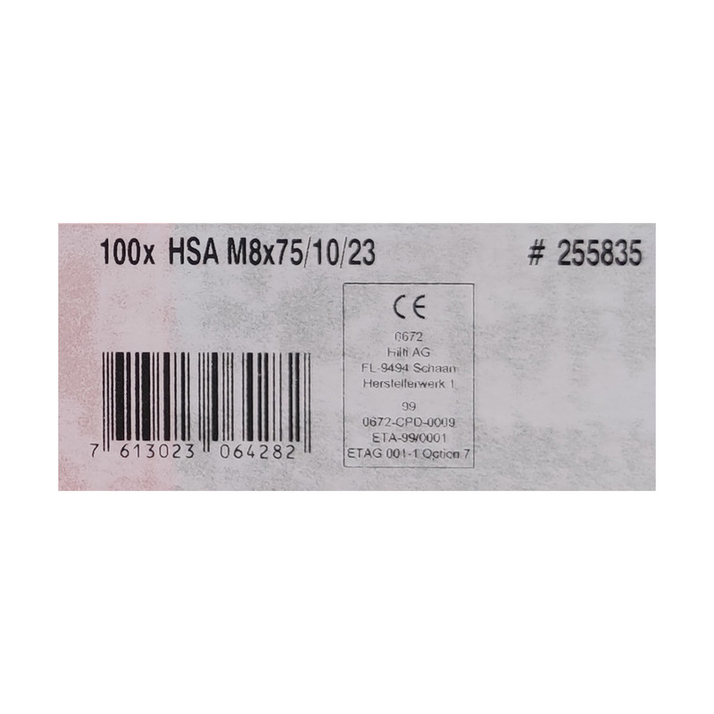 رول بولت هیلتی مدل HSA M8x75/10/23 بسته 100 عددی