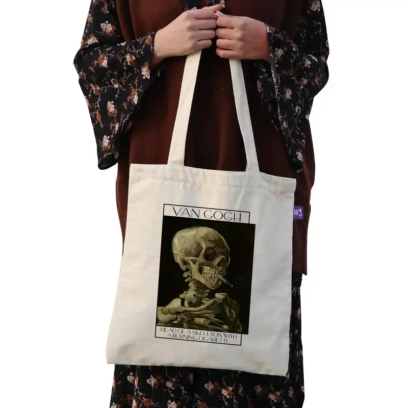 ساک خرید ترمه طراحان ایده مدل اسکلت با سیگار روشن از ونگوگ کد art030 - s