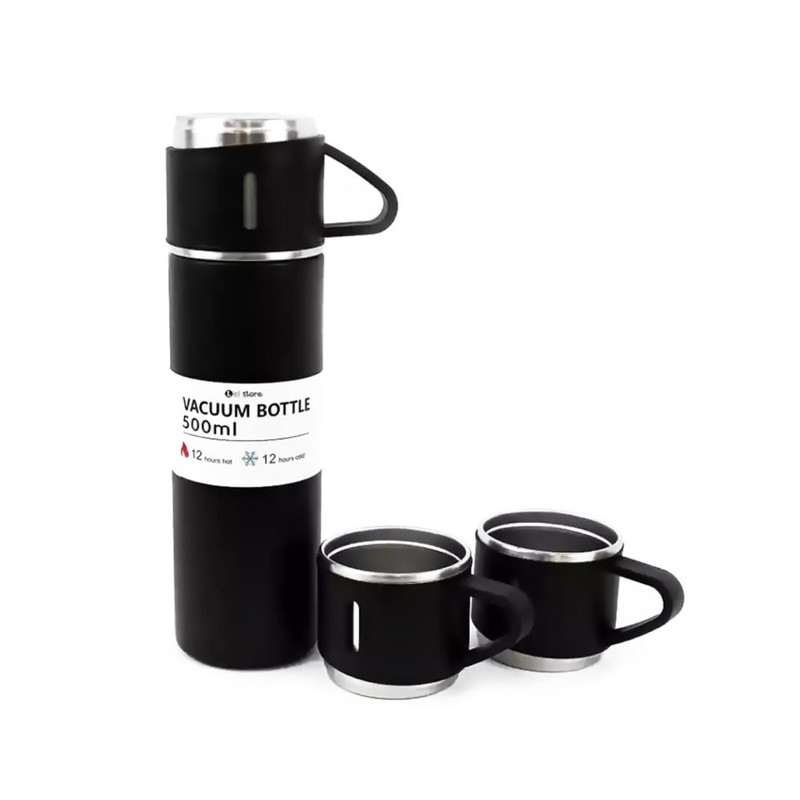 فلاسک مدل VACUUM FLASK SET گنجایش 0.5 لیتر به همراه لیوان سفری مجموعه 3 عددی