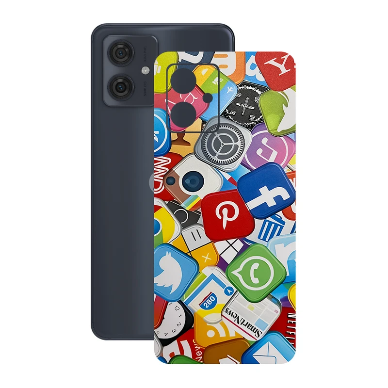 برچسب پوششی گلس طرح سوشال مناسب برای گوشی موبایل موتورولا Moto G54