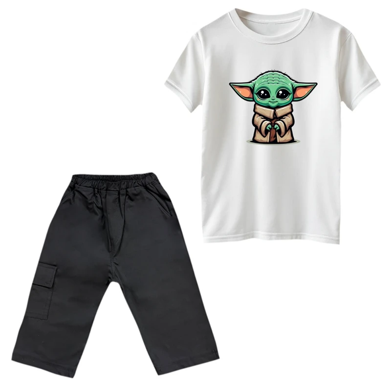 ست تی‌شرت و شلوارک پسرانه مدل بیبی یودا کد 2