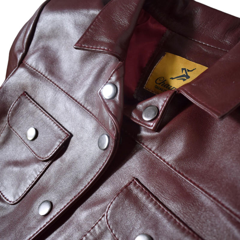 کت چرم زنانه چرمیران مدل FC1024 رنگ زرشکی