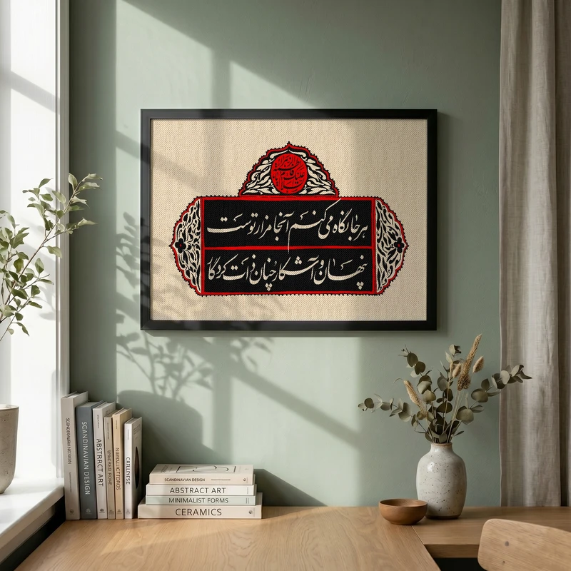 تابلو طرح یا حضرت فاطمه (س) مدل G15584 فریم مشکی