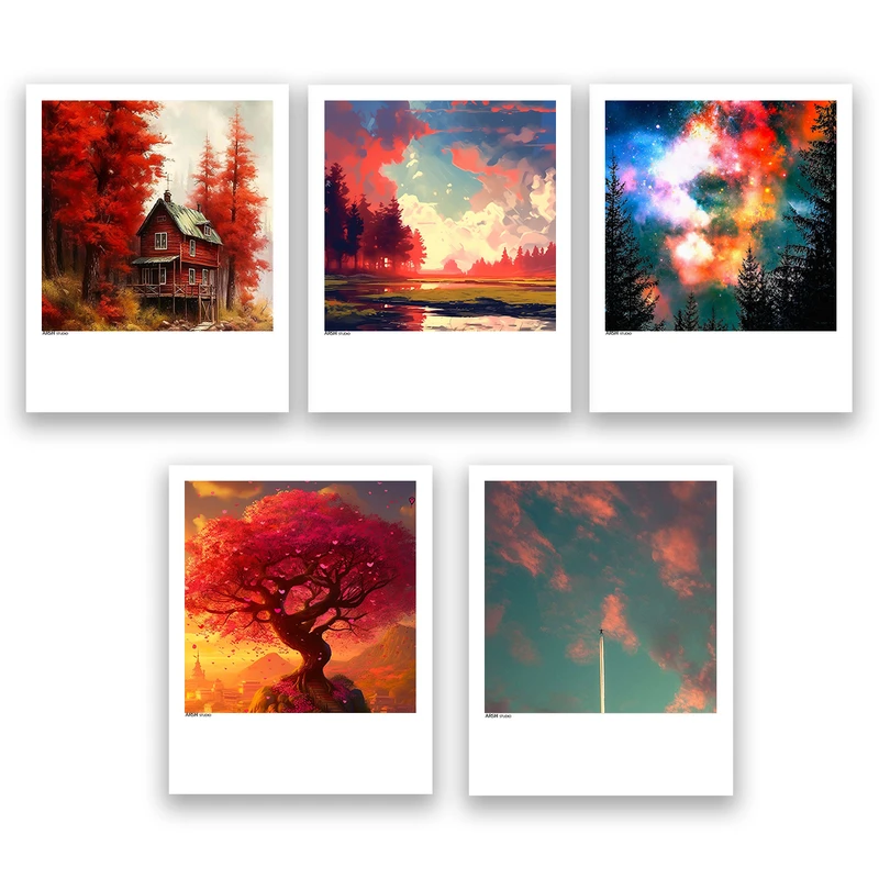 آویز تزیینی عرش مدل فانتزی منظره طبیعت زیبا کد Asa772 مجموعه پنج عددی