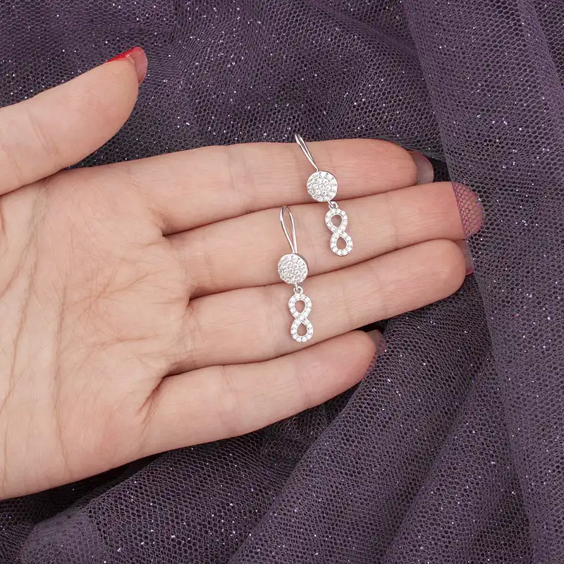 گوشواره نقره زنانه آمیتیس مدل بی نهایت AMT-G027