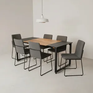 میز ناهارخوری شش نفره دیزم مدل مونتاژی LNC_asm_150×90_Tri_BALIGHT