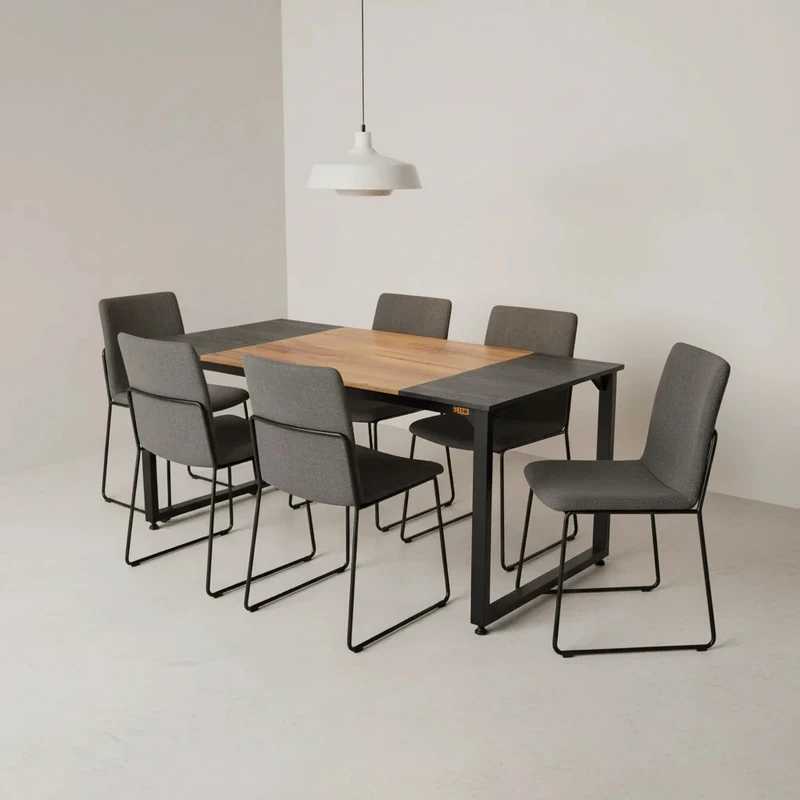 میز ناهارخوری شش نفره دیزم مدل مونتاژی LNC_asm_150×90_Tri