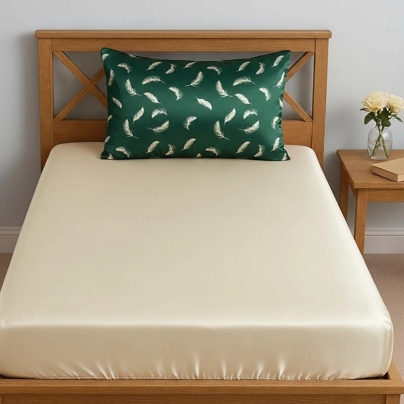 سرویس ملحفه 1 نفر 2 تکه مدل ابریشم دورکشدار