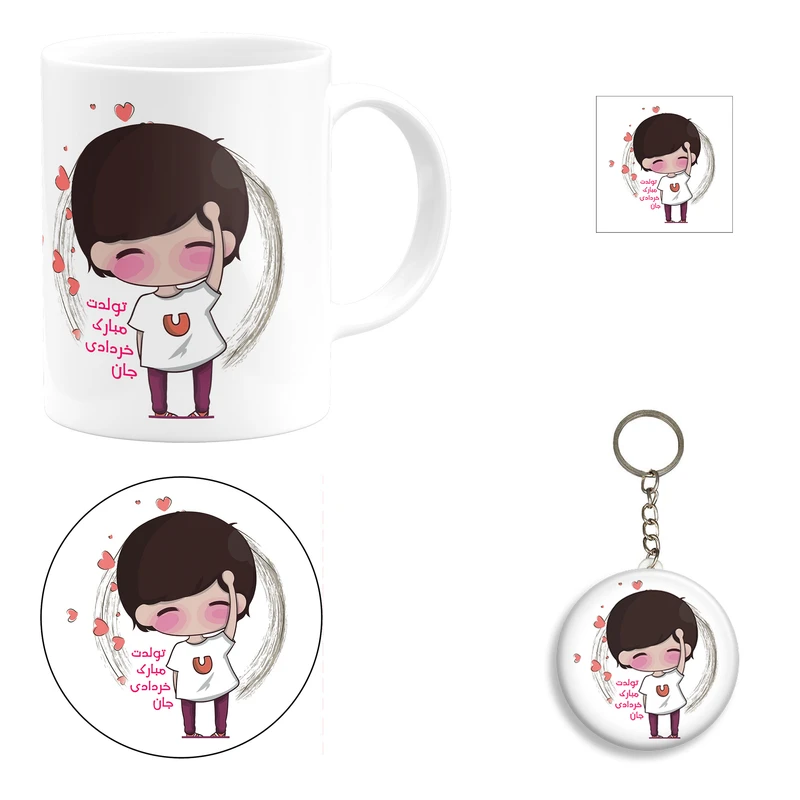 ست هدیه ماگ مدل ماه تولد خرداد طرح دخترانه کد A5 - مجموعه 4 عددی