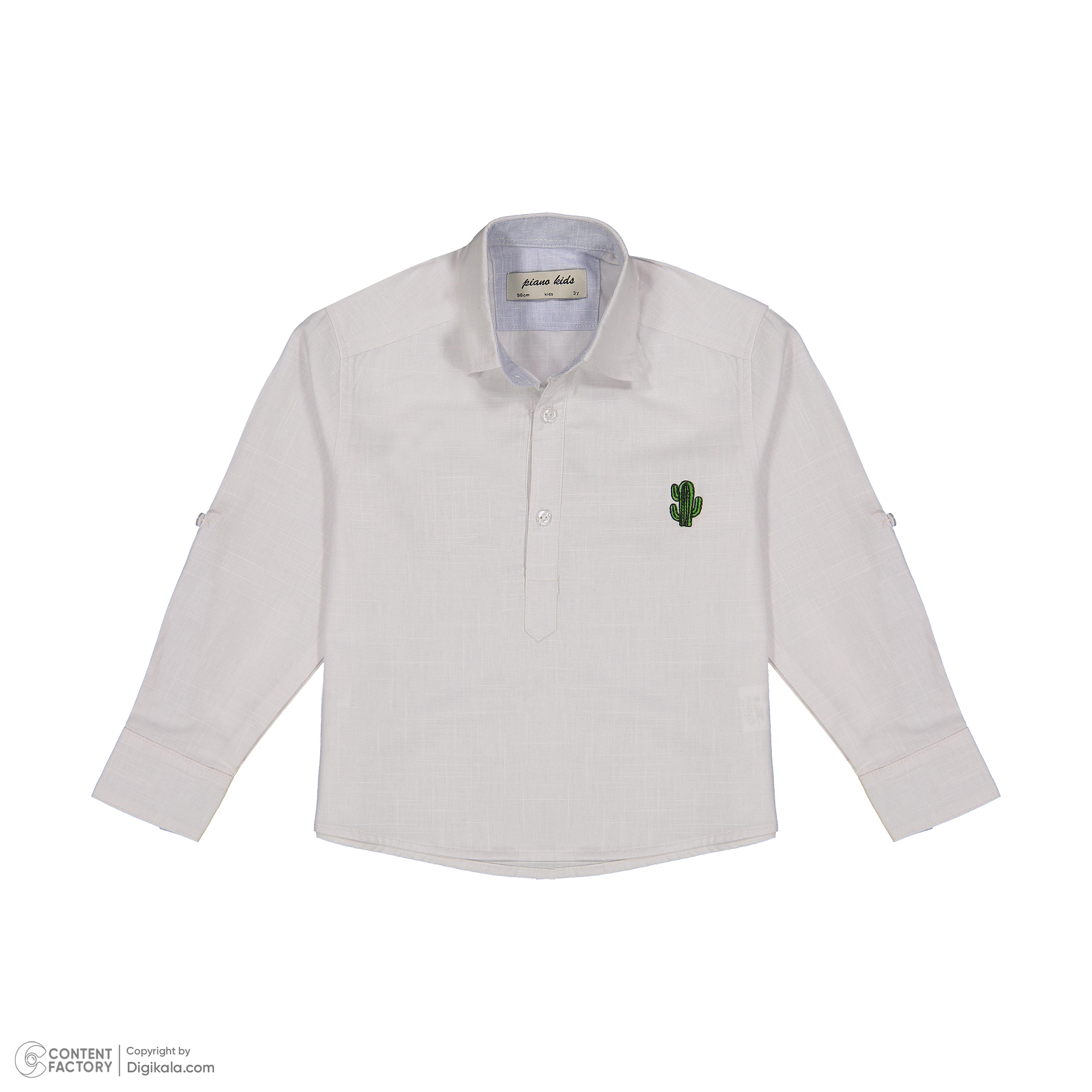 پیراهن پسرانه پیانو مدل 11068 رنگ سفید