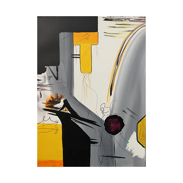 تابلو نقاشی اکرلیک به سبک انتزاعی مدل شهر صنعتی