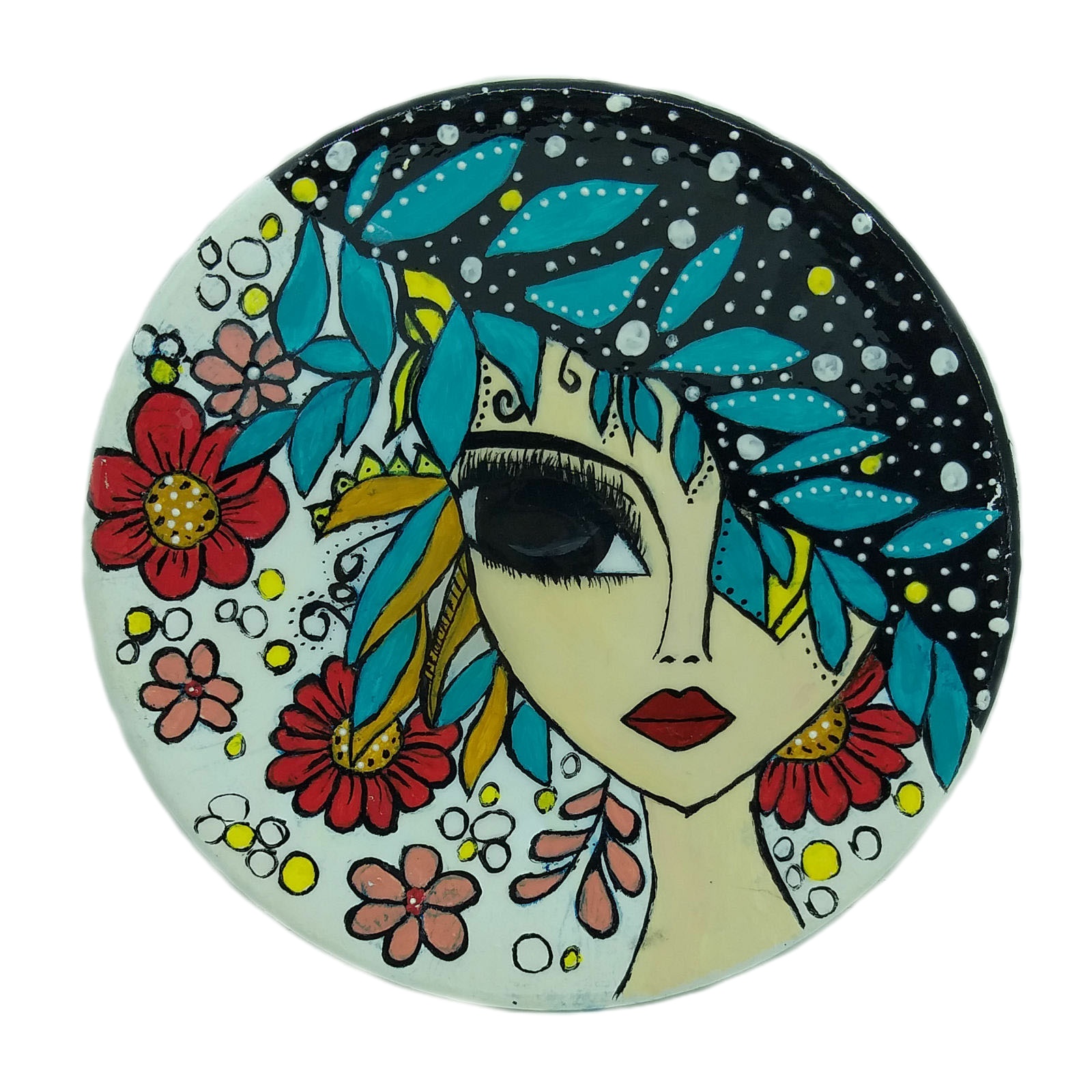 بشقاب دیوار کوب سفالی طرح مو مو مدل ASD12