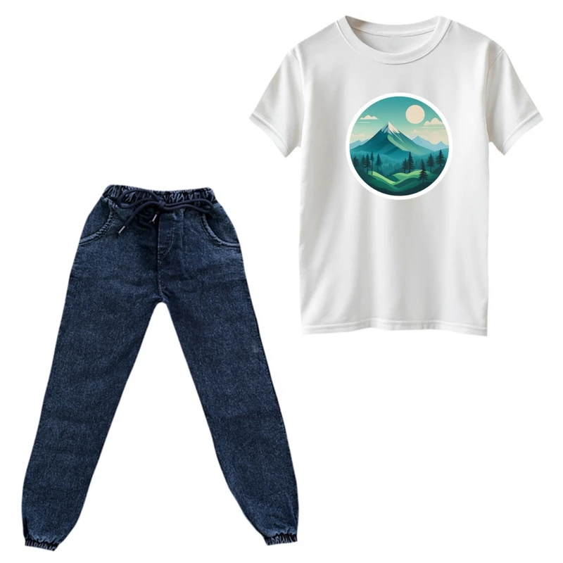 ست تی‌شرت و شلوار پسرانه مدل مینیمال کد 03