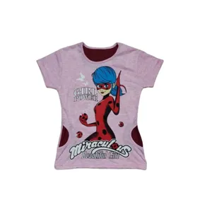 تی شرت آستین کوتاه دخترانه مدل دخترکفشدوزکی d2