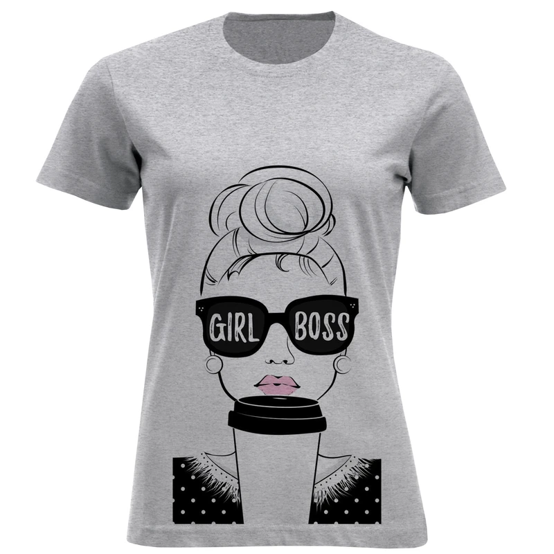 تیشرت آستین کوتاه زنانه طرح GIRL BOOS کد F620