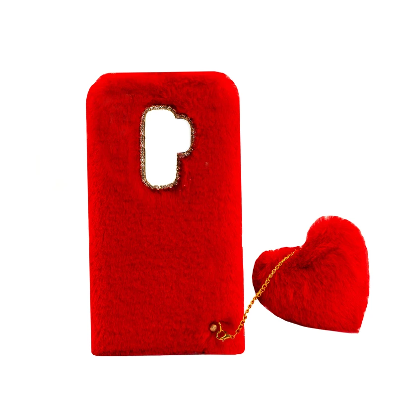 کاور طرح دخترانه مدل خزدار پشمالو مناسب برای گوشی موبایل سامسونگ Galaxy S9 Plus به همراه آویز