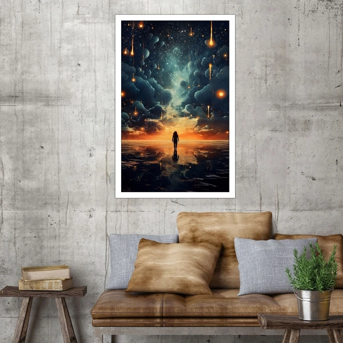 تابلو نوری بکلیت طرح منظره طبیعت و کهکشان مدل W-MID-18199