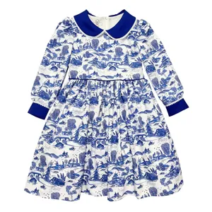 پیراهن آستین سه ربع دخترانه لیلیزی مدل تابان رنگ آبی