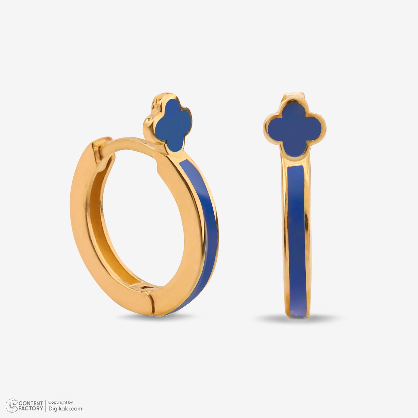 گوشواره حلقه‌ای طلا کم اجرت 18 عیار زنانه با طرح ونکلیف آرپلز گلدم مدل E244018 -  - 3
