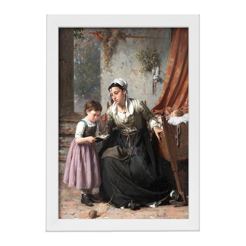 تابلو خندالو مدل نقاشی درس خواندن اثر پیر ژان ادموند کستان کد F12366