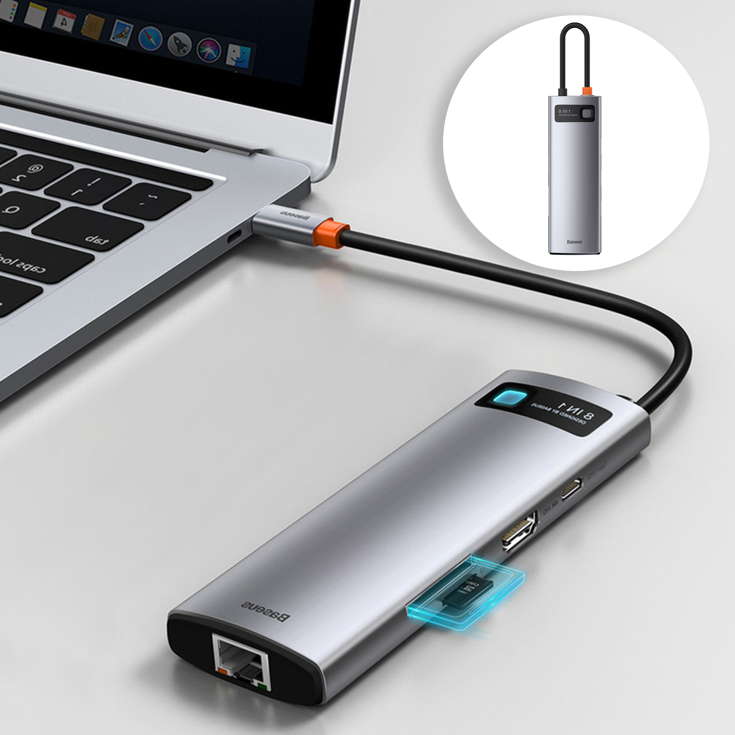 هاب 8 پورت USB-C باسئوس مدل CAHUB-CV0G