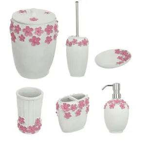 ست سرویس بهداشتی 6 پارچه نگین مدل Flowercherry کد 9620