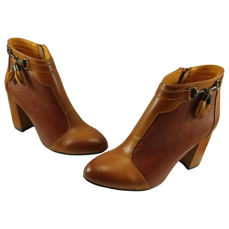 نیم بوت زنانه مدل چرم طبیعی کد 677.1